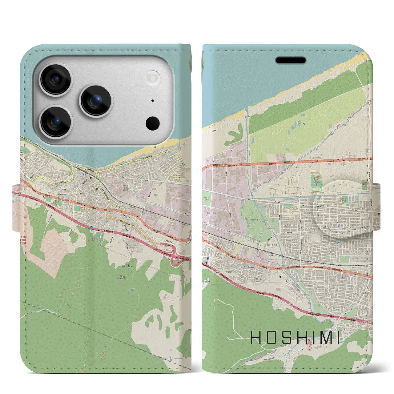 【ほしみ(北海道)】地図柄iPhoneケース(手帳タイプ)