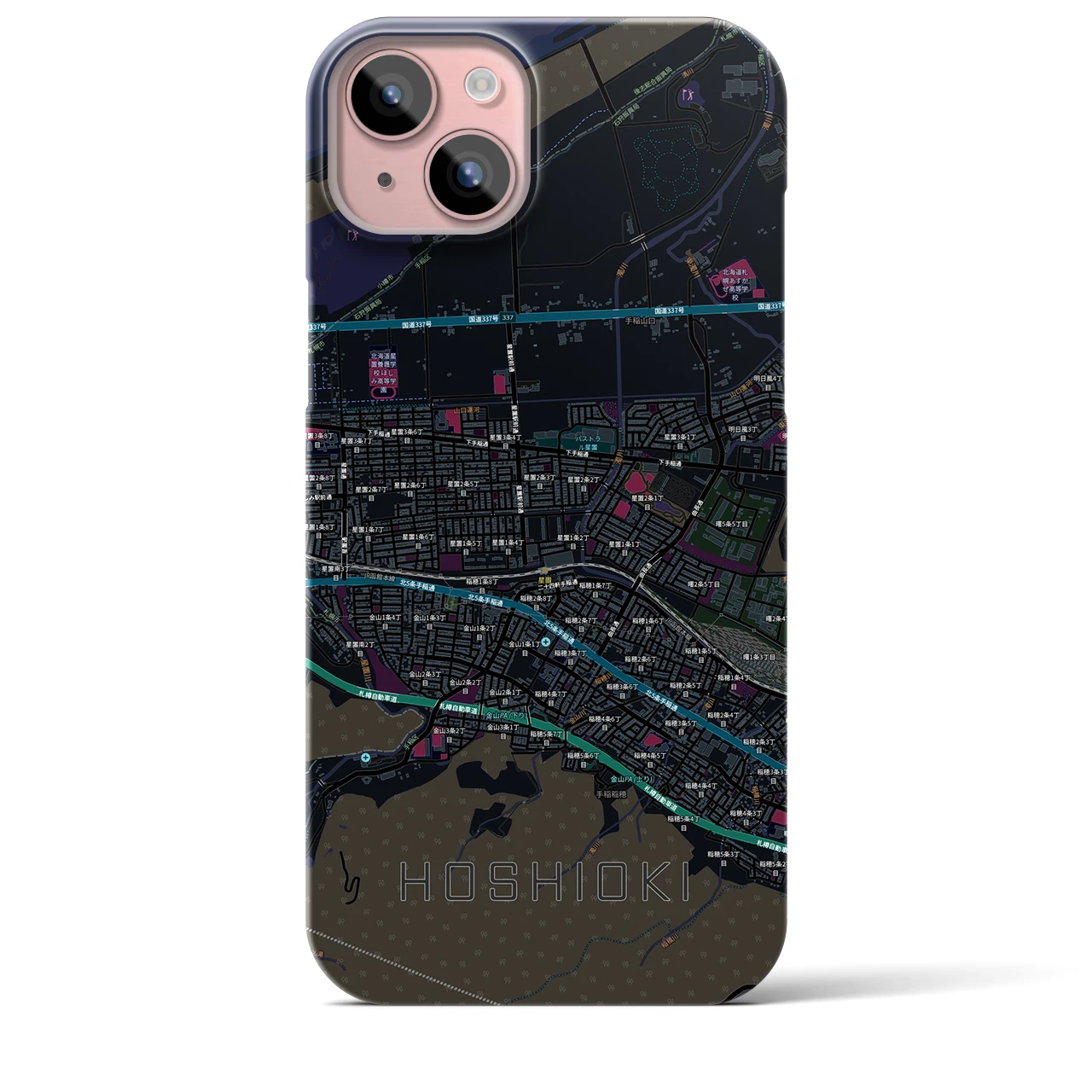 【星置(北海道)】地図柄iPhoneケース(バックカバータイプ)