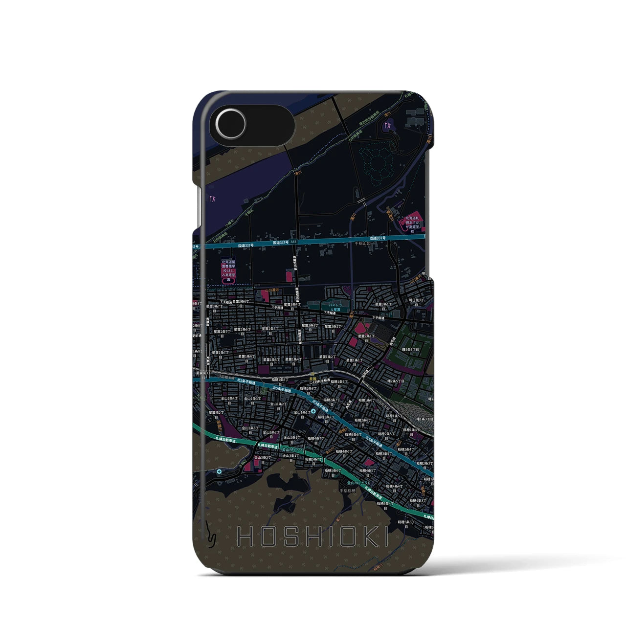 【星置(北海道)】地図柄iPhoneケース(バックカバータイプ)