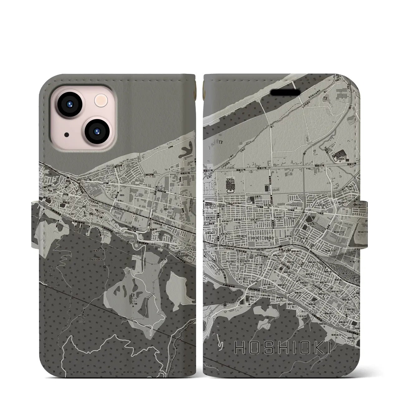 【星置(北海道)】地図柄iPhoneケース(手帳タイプ)