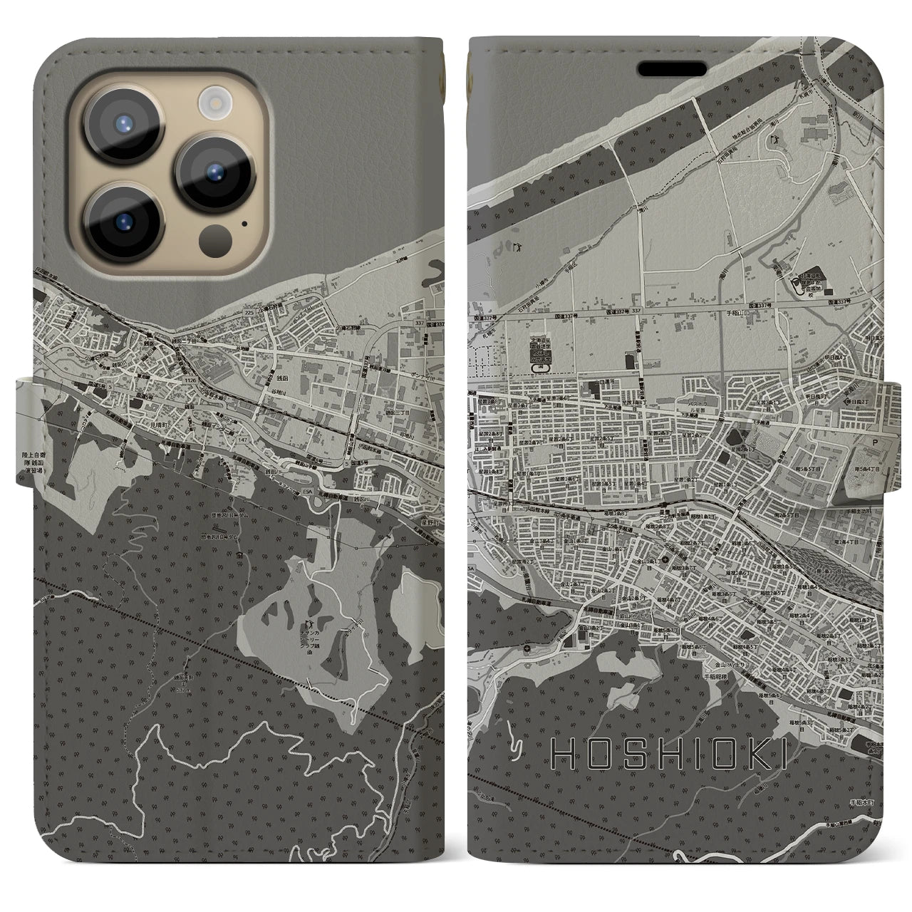 【星置(北海道)】地図柄iPhoneケース(手帳タイプ)