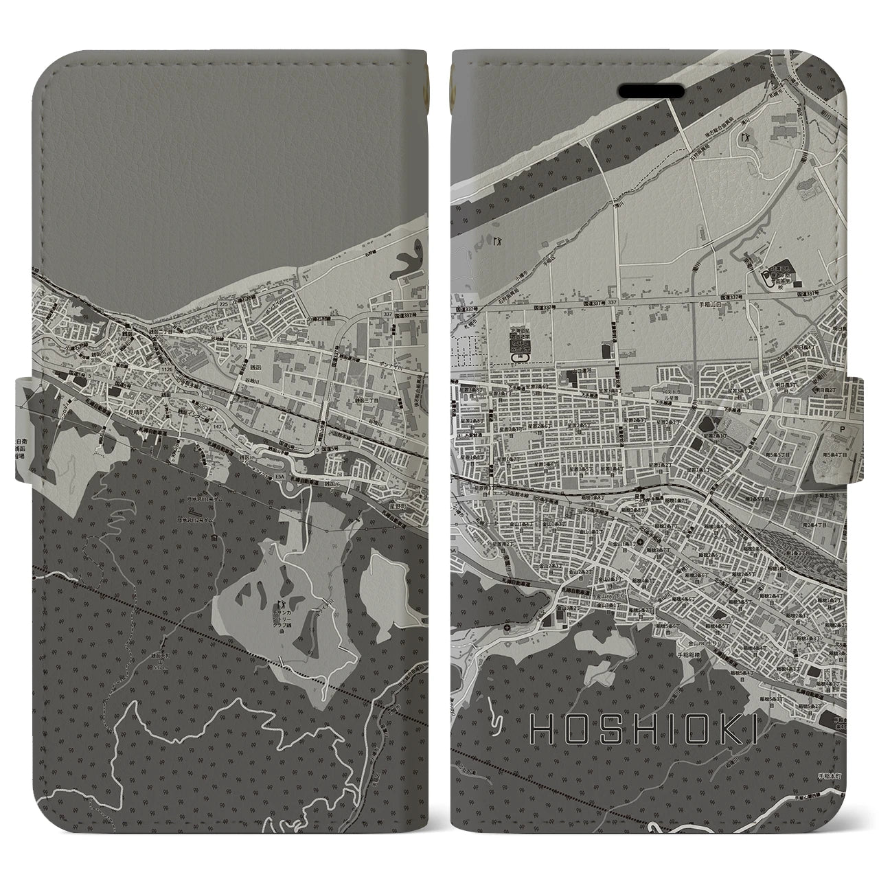 【星置(北海道)】地図柄iPhoneケース(手帳タイプ)