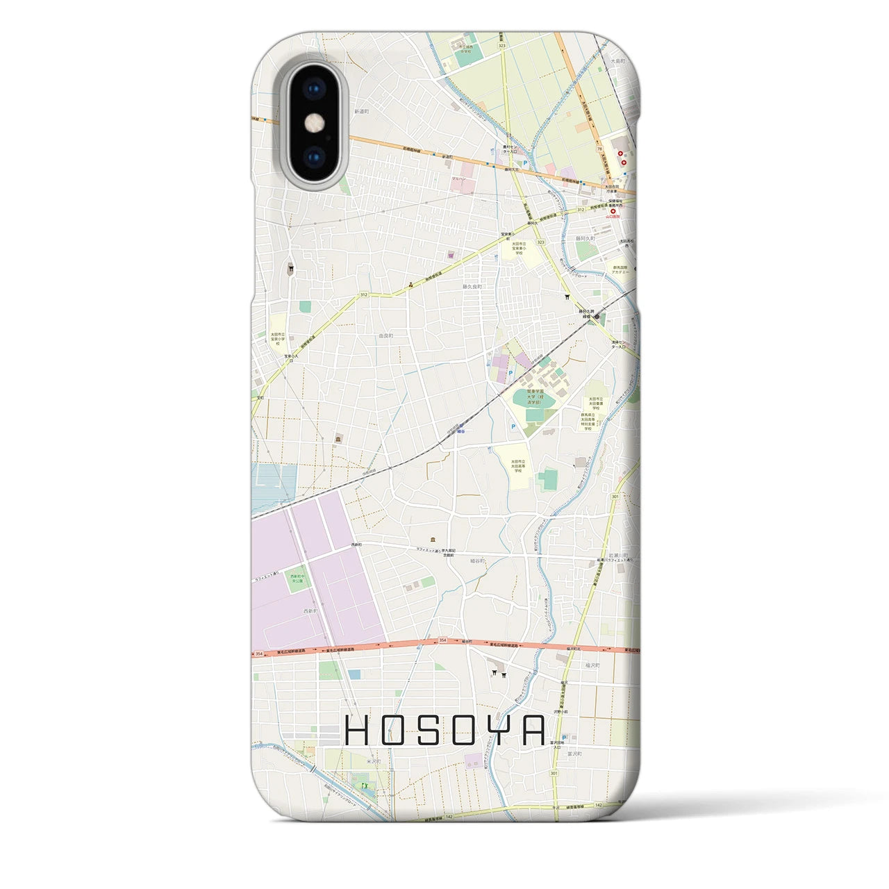 【細谷(群馬県)】地図柄iPhoneケース(バックカバータイプ)
