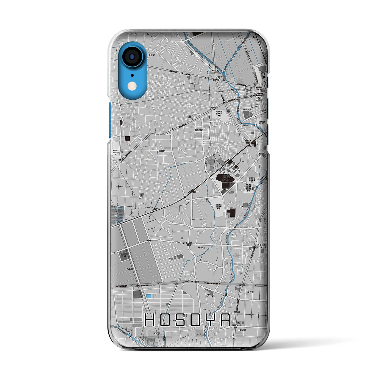 【細谷(群馬県)】地図柄iPhoneケース(クリアタイプ)モノトーン・iPhone XR 用