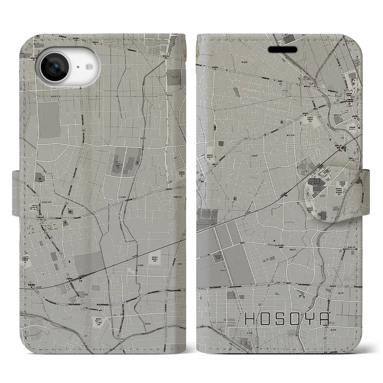 【細谷(群馬県)】地図柄iPhoneケース(手帳タイプ)