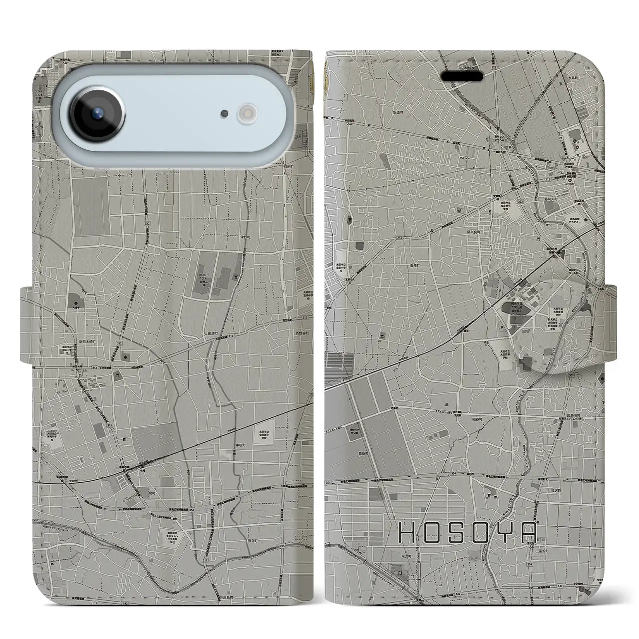 【細谷(群馬県)】地図柄iPhoneケース(手帳タイプ)