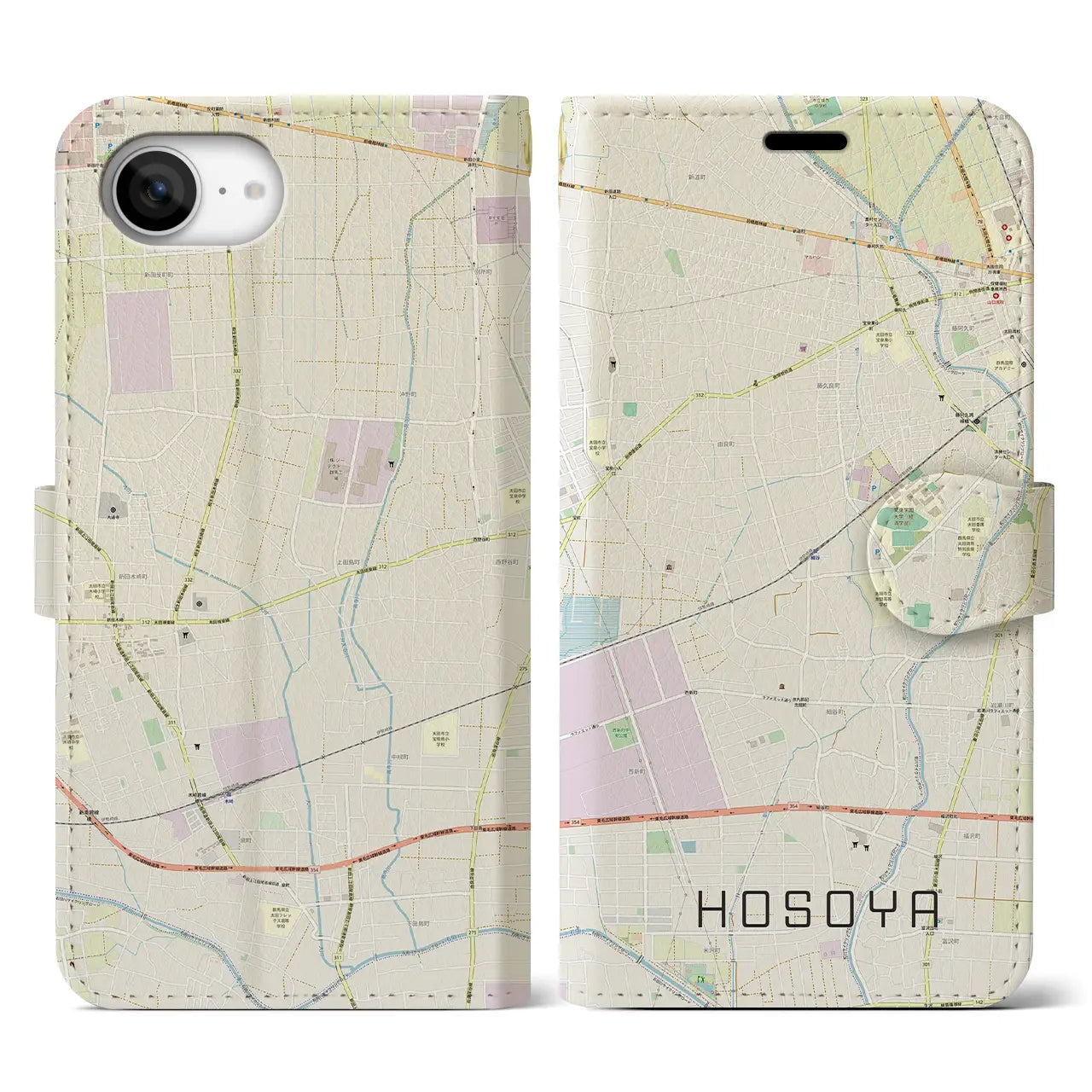 【細谷(群馬県)】地図柄iPhoneケース(手帳タイプ)