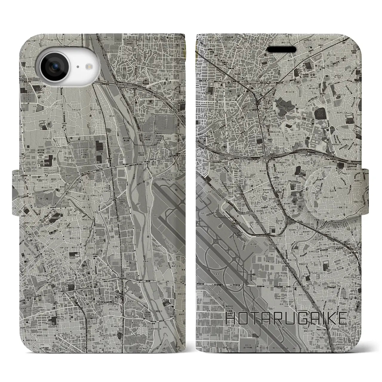 【蛍池(大阪府)】地図柄iPhoneケース(手帳タイプ)