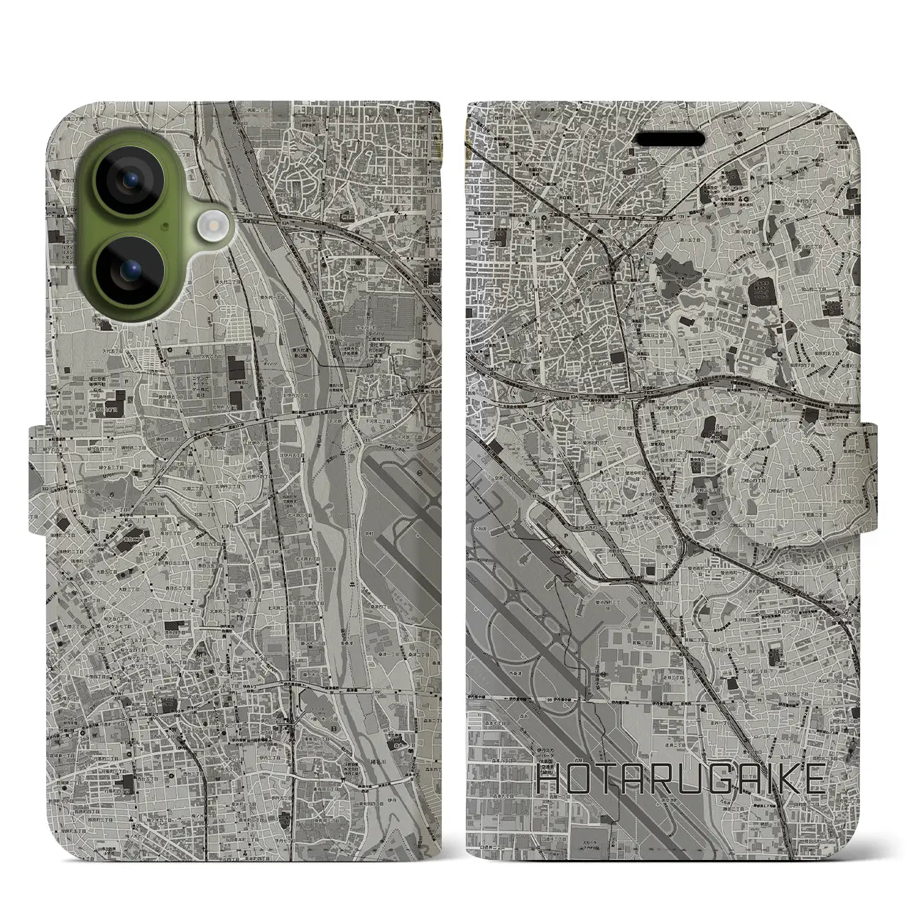 【蛍池(大阪府)】地図柄iPhoneケース(手帳タイプ)