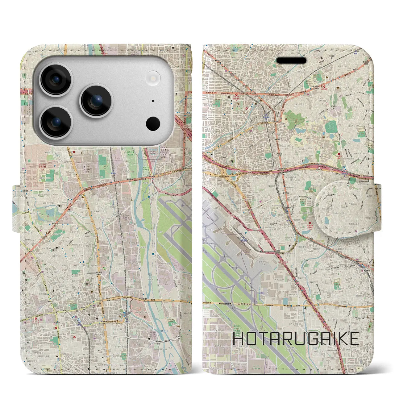 【蛍池(大阪府)】地図柄iPhoneケース(手帳タイプ)