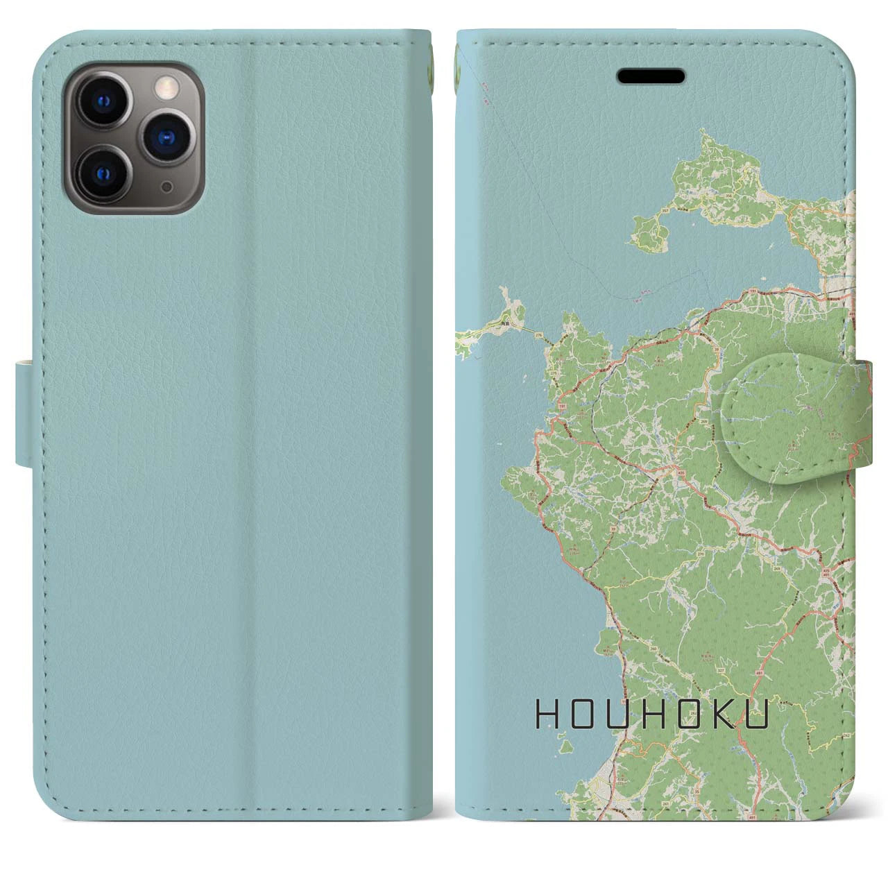 【豊北(山口県)】地図柄iPhoneケース(手帳タイプ)ナチュラル・iPhone 11 Pro Max 用