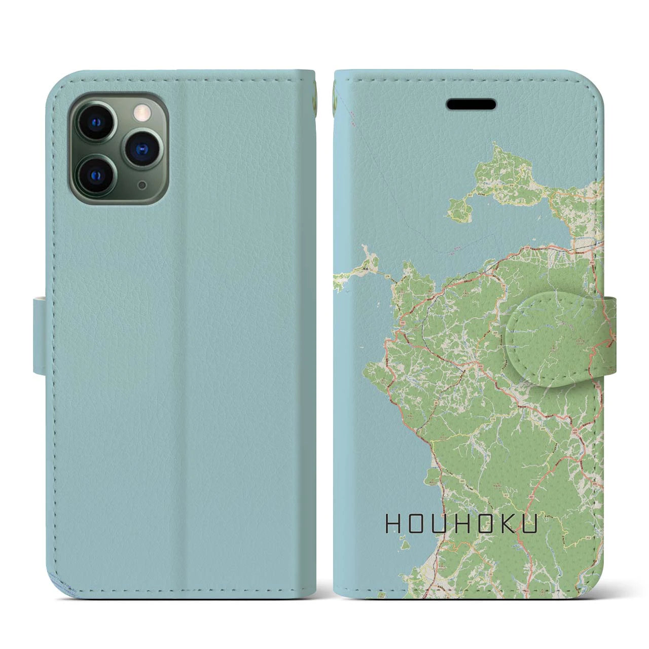 【豊北(山口県)】地図柄iPhoneケース(手帳タイプ)ナチュラル・iPhone 11 Pro 用
