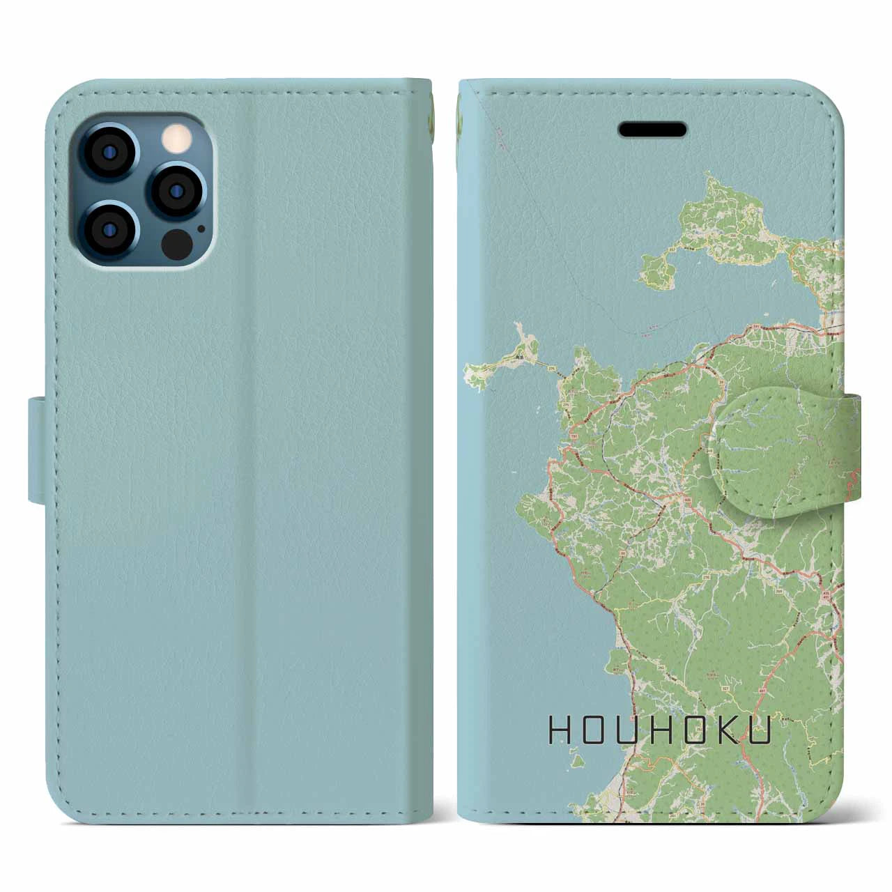 【豊北(山口県)】地図柄iPhoneケース(手帳タイプ)ナチュラル・iPhone 12 / 12 Pro 用