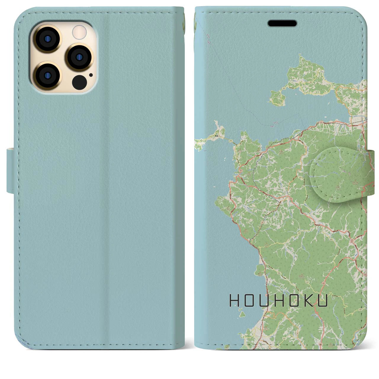 【豊北(山口県)】地図柄iPhoneケース(手帳タイプ)ナチュラル・iPhone 12 Pro Max 用