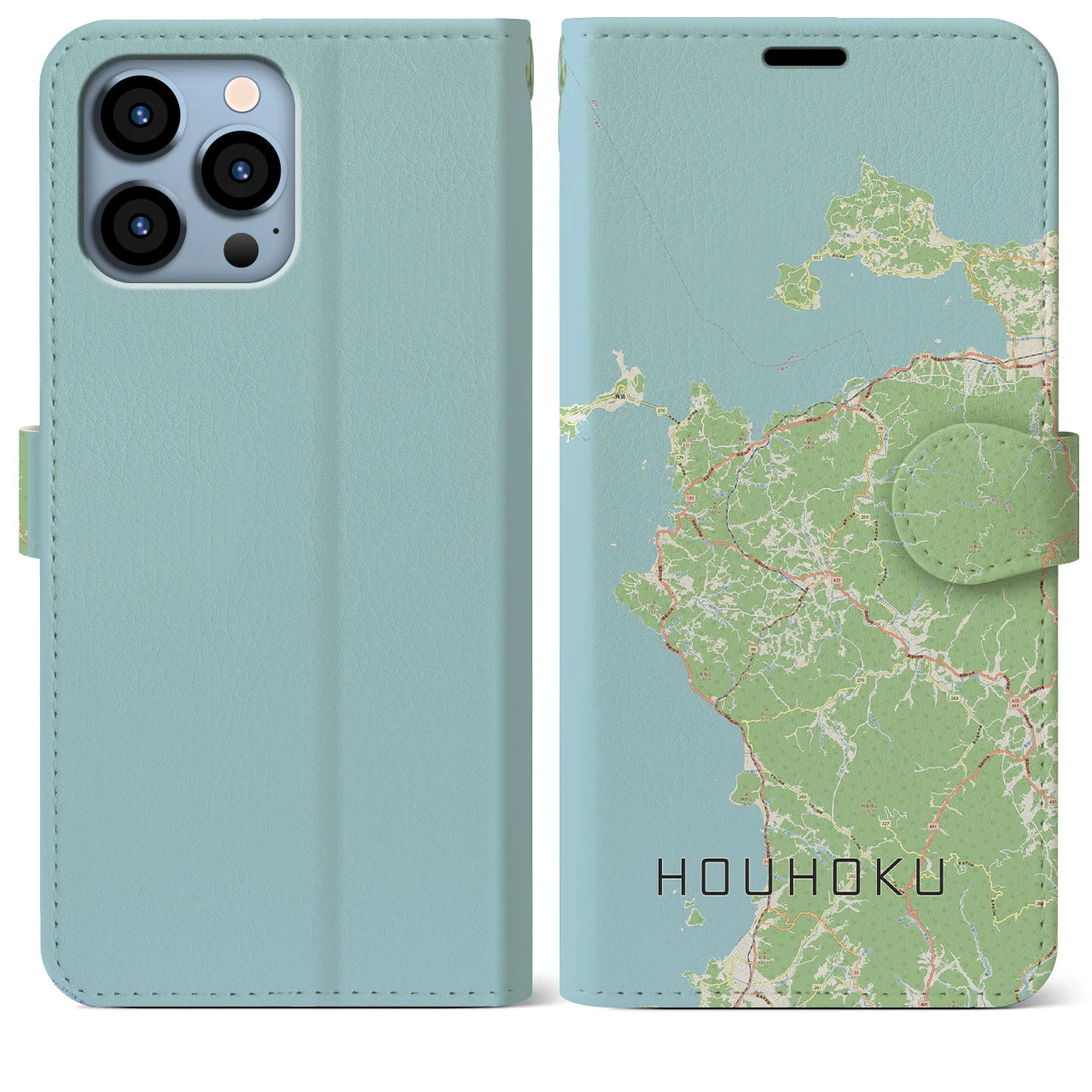 【豊北(山口県)】地図柄iPhoneケース(手帳タイプ)ナチュラル・iPhone 13 Pro Max 用