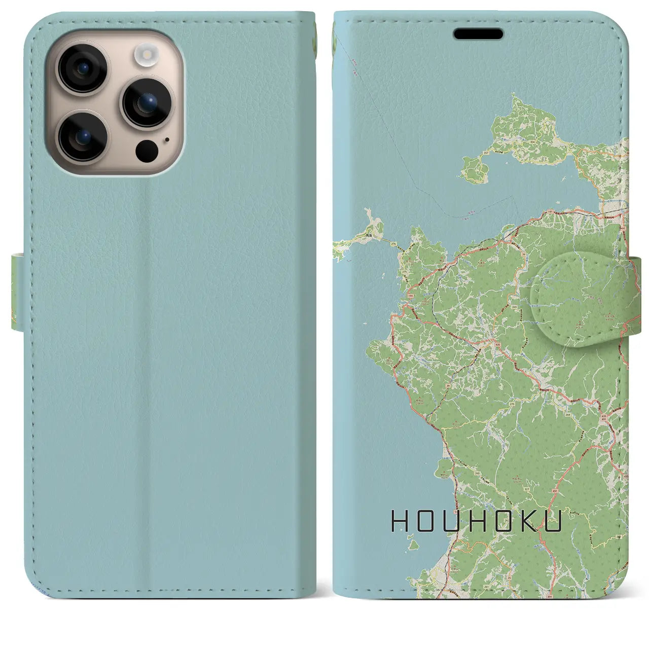 【豊北(山口県)】地図柄iPhoneケース(手帳タイプ)ナチュラル・iPhone 16 Plus 用