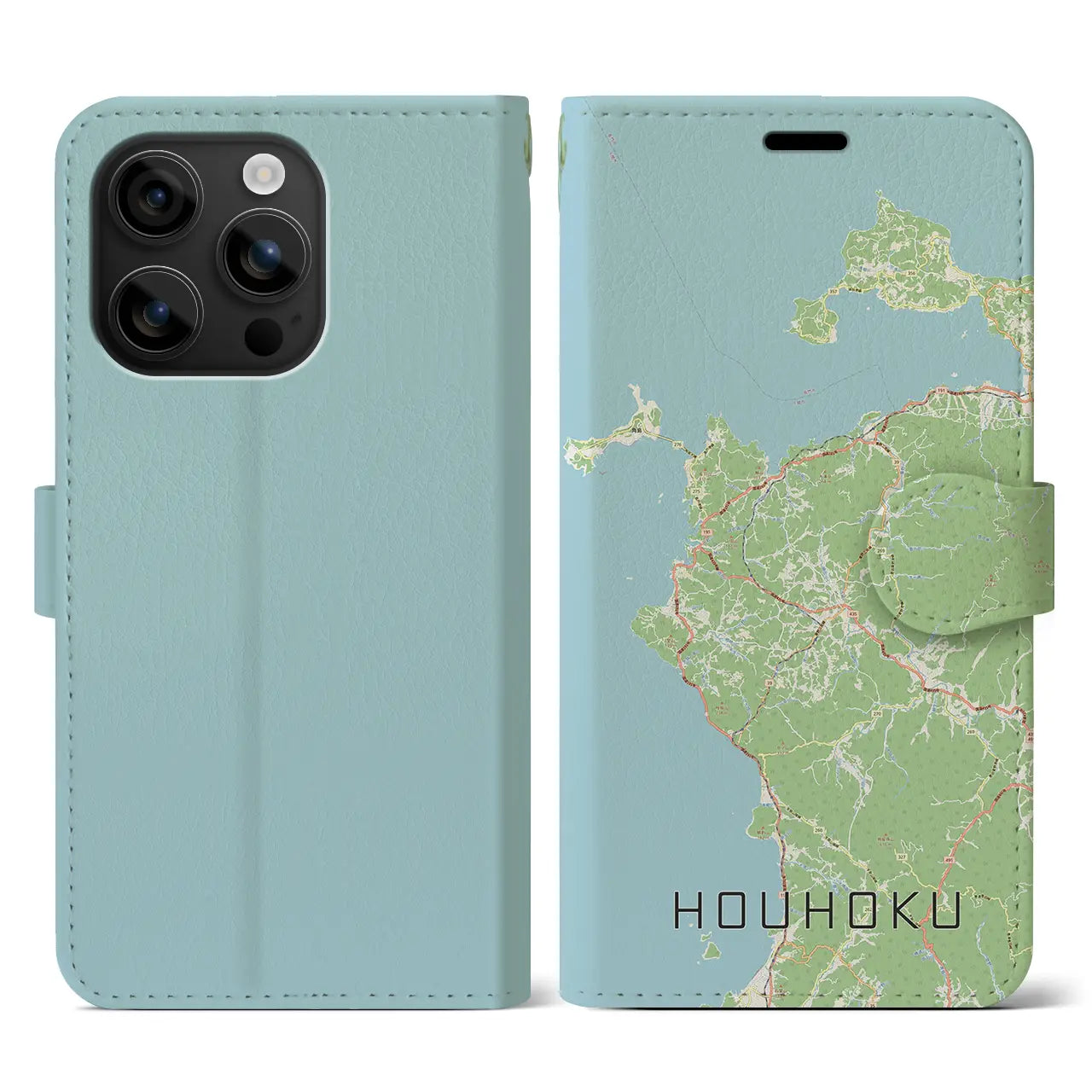 【豊北(山口県)】地図柄iPhoneケース(手帳タイプ)ナチュラル・iPhone 16 用