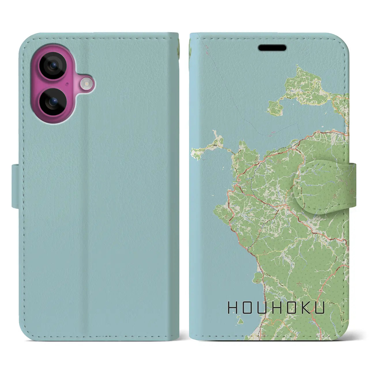 【豊北(山口県)】地図柄iPhoneケース(手帳タイプ)ナチュラル・iPhone 16 Pro 用