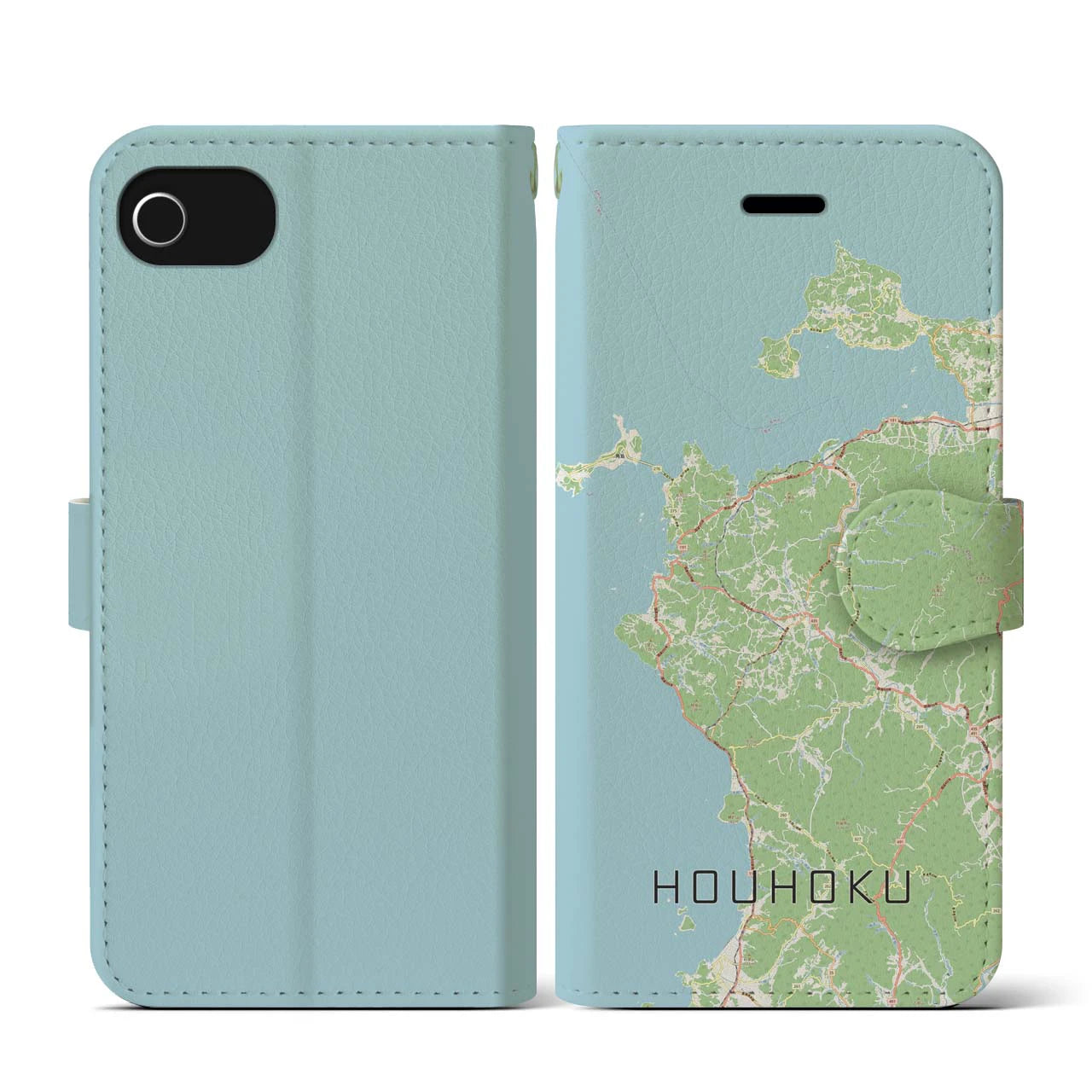 【豊北(山口県)】地図柄iPhoneケース(手帳タイプ)ナチュラル・iPhone SE(第3 / 第2世代) / 8 / 7 / 6s / 6 用
