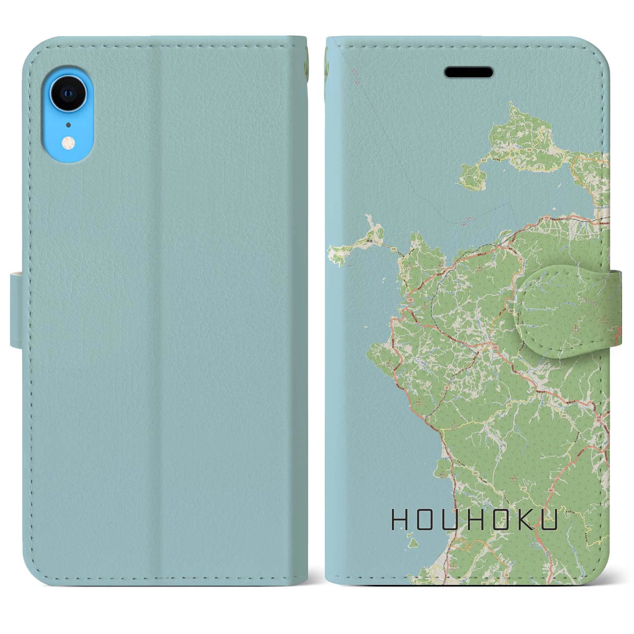 【豊北(山口県)】地図柄iPhoneケース(手帳タイプ)ナチュラル・iPhone XR 用