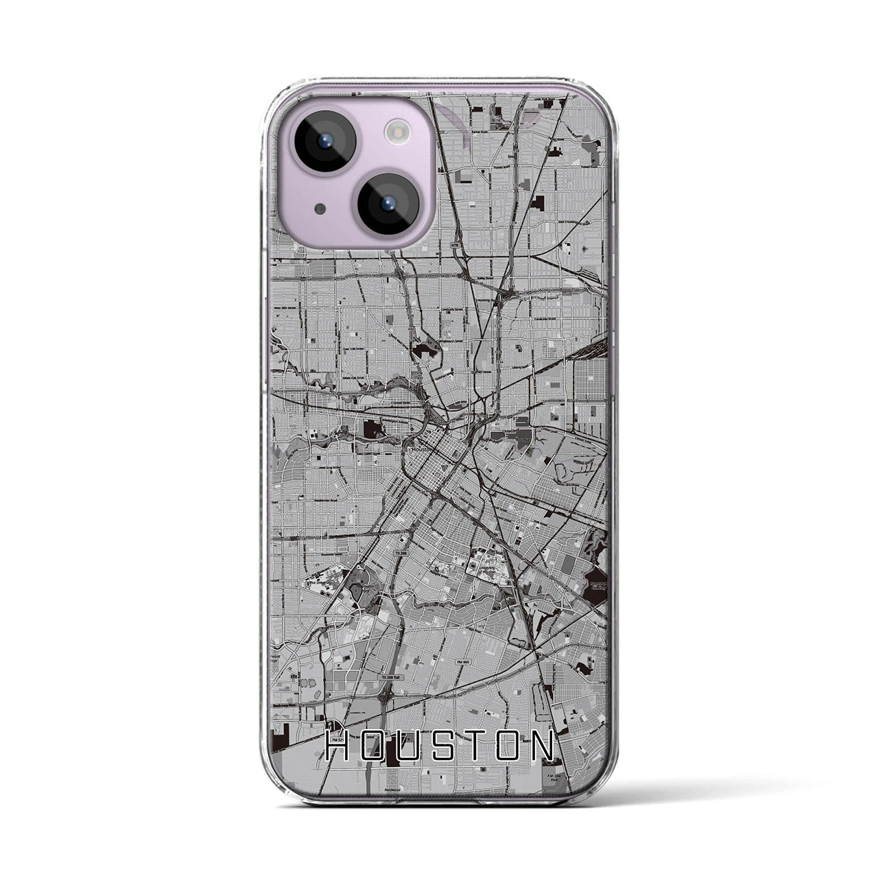 【ヒューストン(アメリカ)】地図柄iPhoneケース(クリアタイプ)