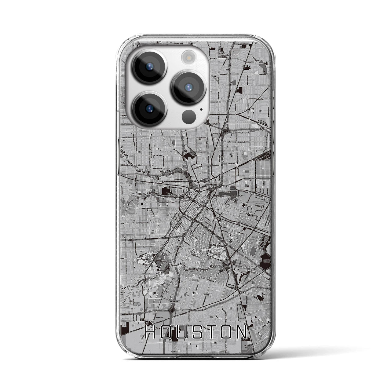 【ヒューストン(アメリカ)】地図柄iPhoneケース(クリアタイプ)