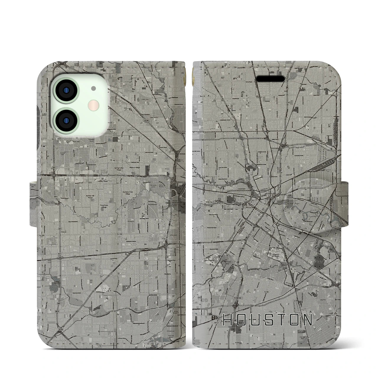 【ヒューストン(アメリカ)】地図柄iPhoneケース(手帳タイプ)