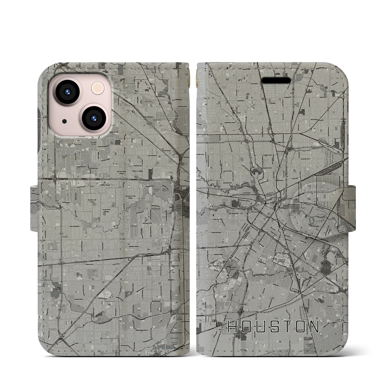 【ヒューストン(アメリカ)】地図柄iPhoneケース(手帳タイプ)