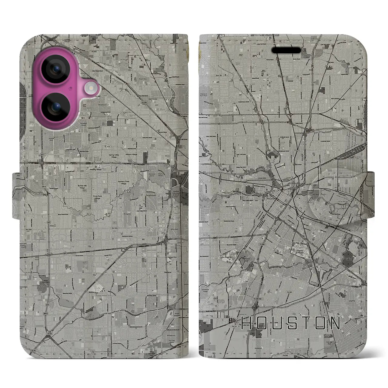 【ヒューストン(アメリカ)】地図柄iPhoneケース(手帳タイプ)