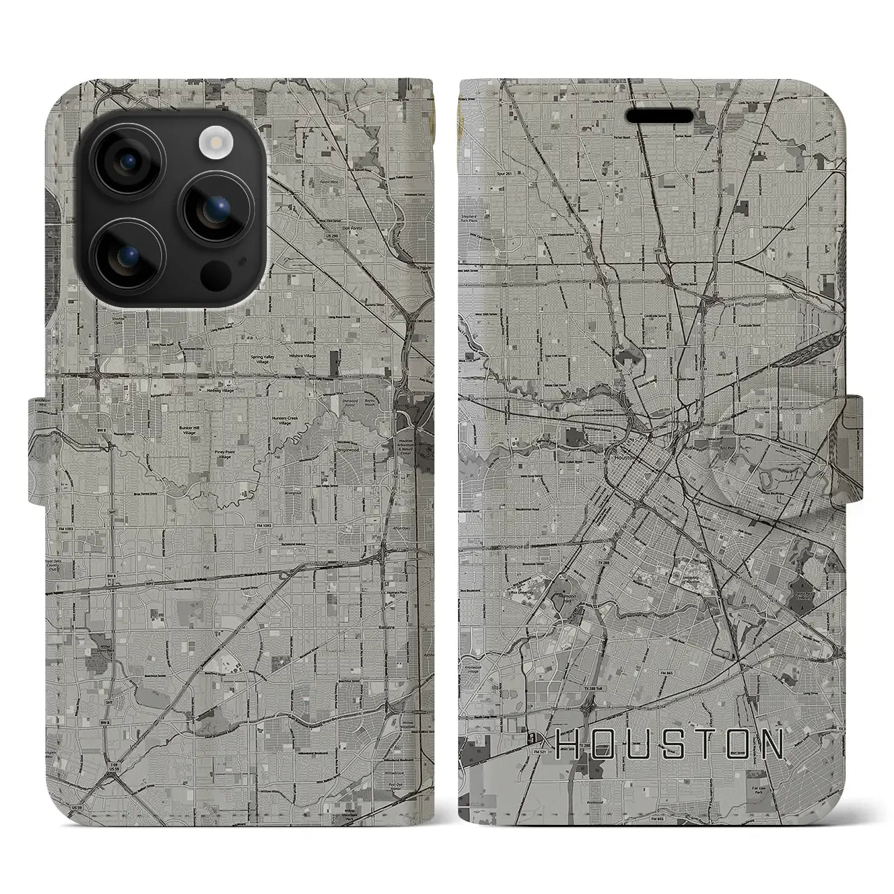 【ヒューストン(アメリカ)】地図柄iPhoneケース(手帳タイプ)