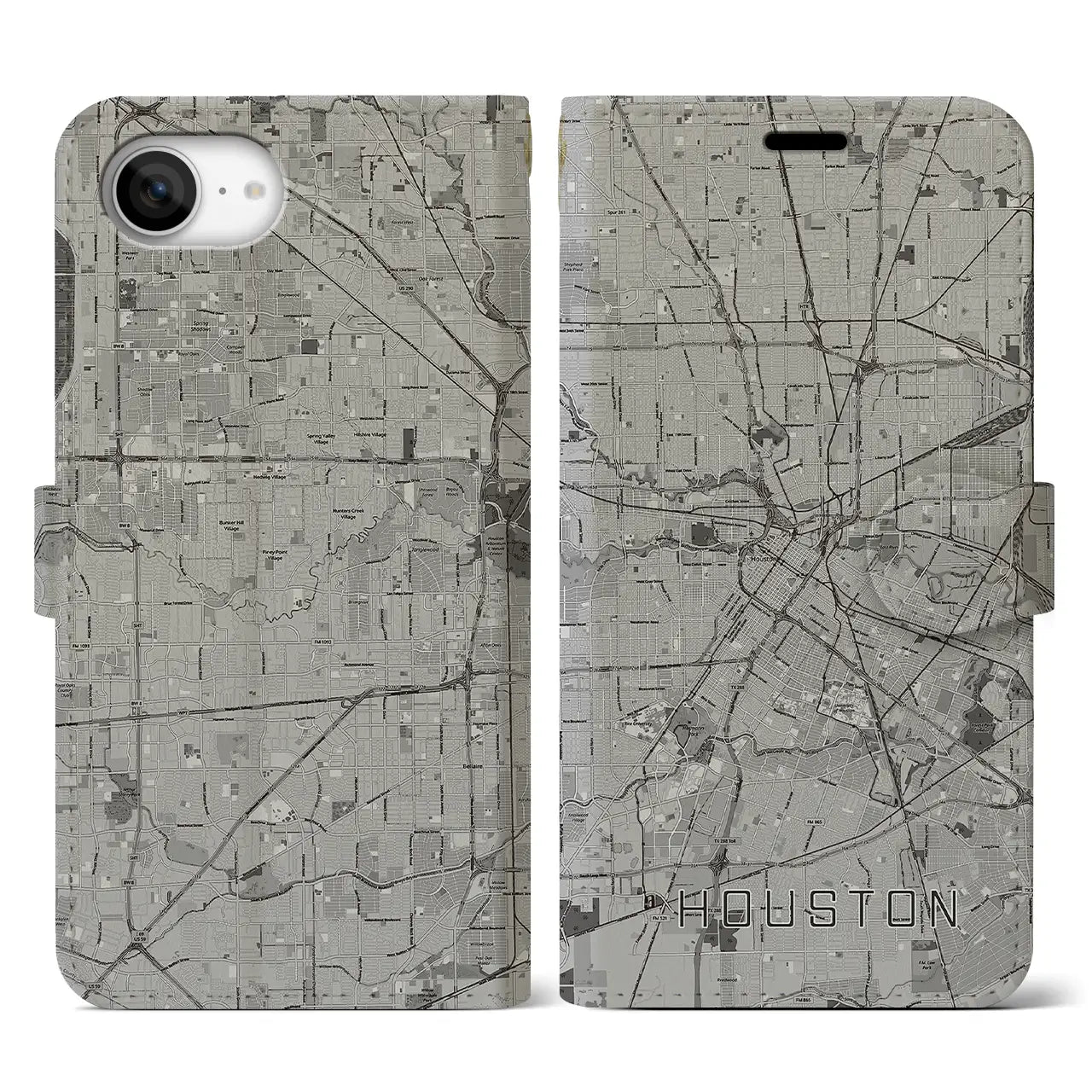 【ヒューストン(アメリカ)】地図柄iPhoneケース(手帳タイプ)