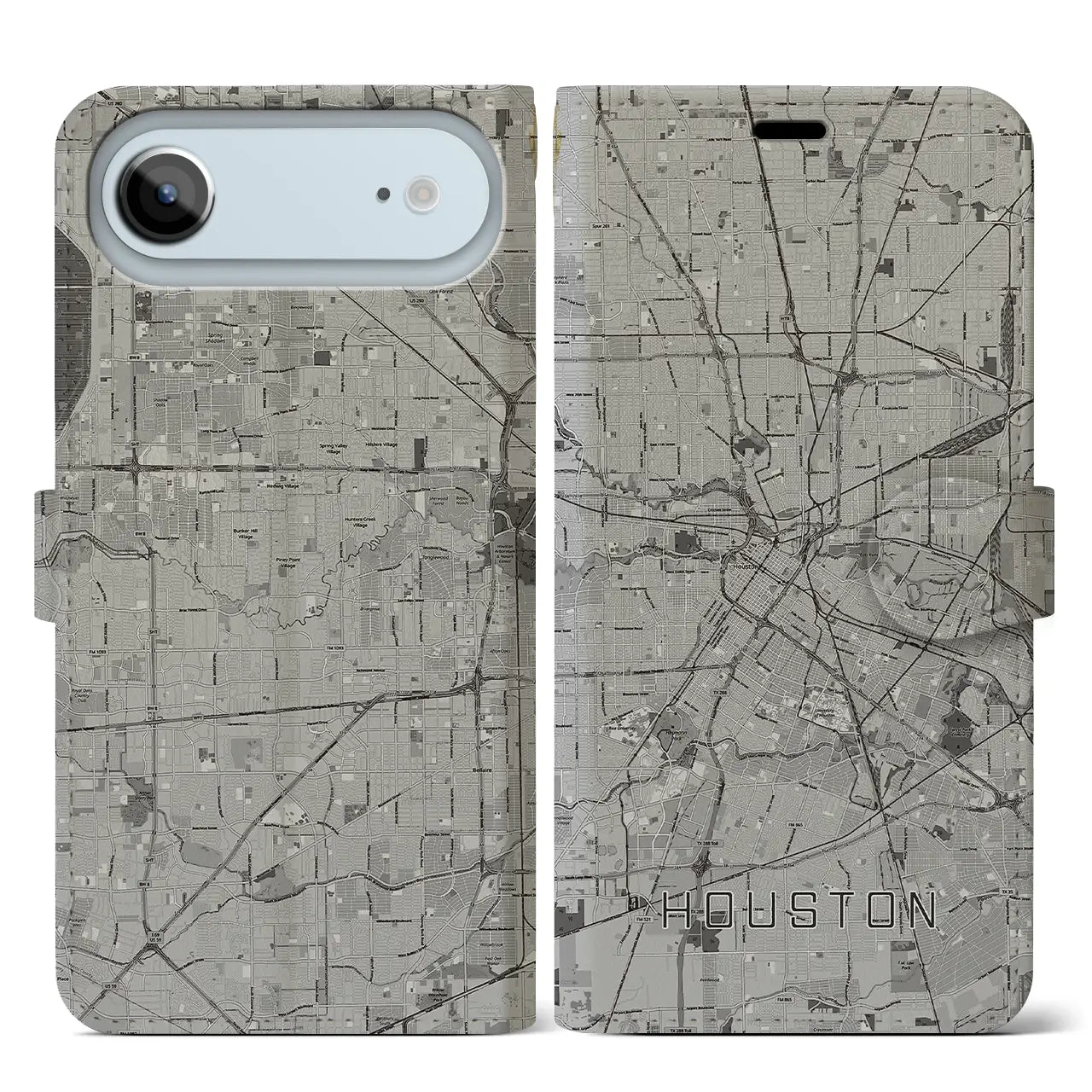 【ヒューストン(アメリカ)】地図柄iPhoneケース(手帳タイプ)