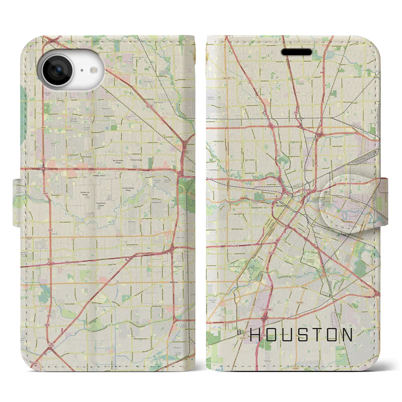 【ヒューストン(アメリカ)】地図柄iPhoneケース(手帳タイプ)