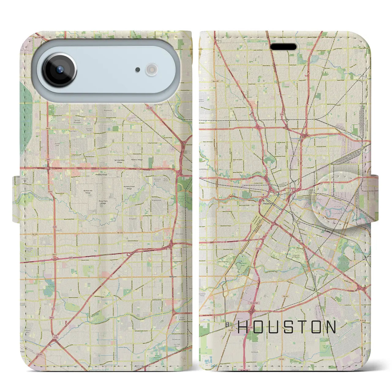 【ヒューストン(アメリカ)】地図柄iPhoneケース(手帳タイプ)