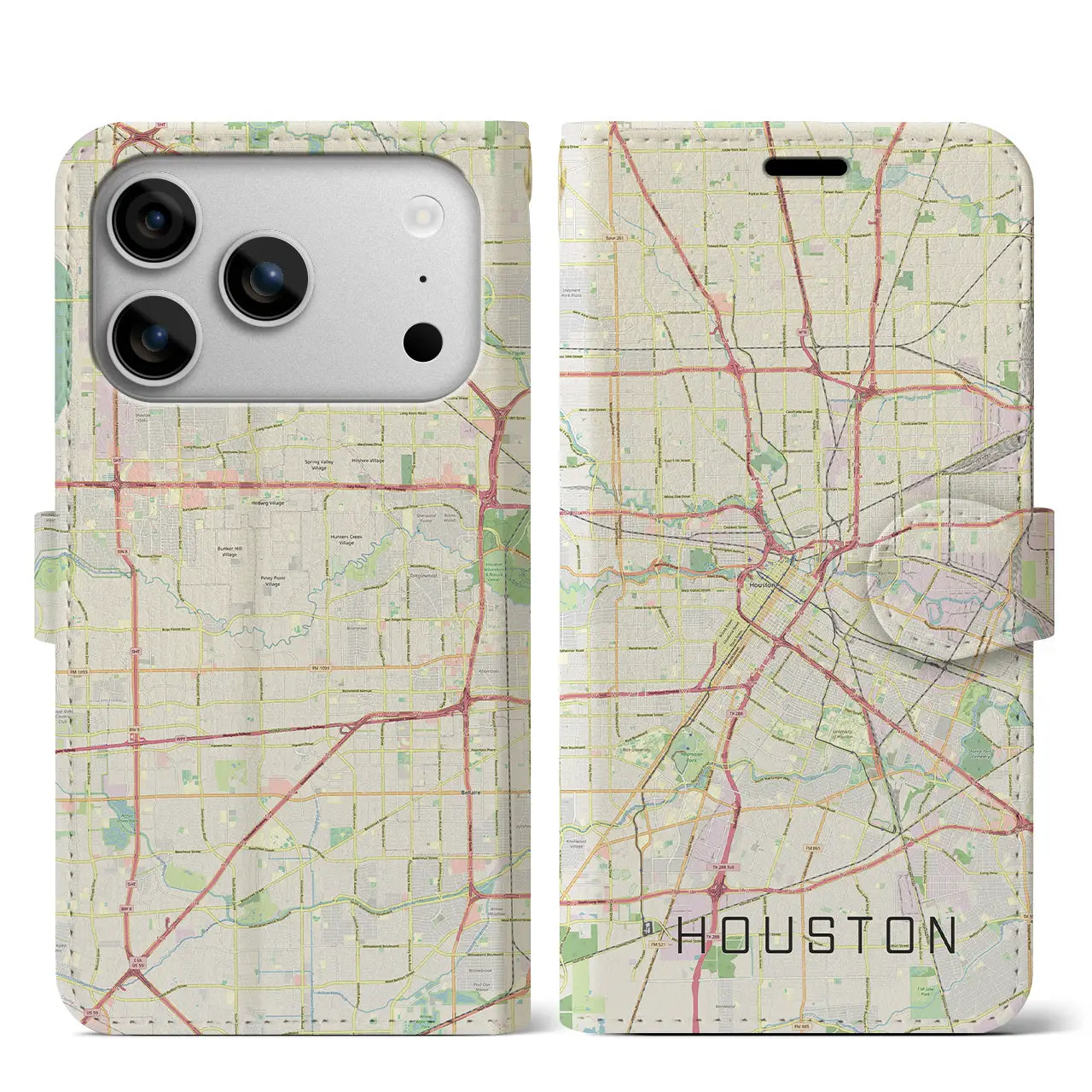 【ヒューストン(アメリカ)】地図柄iPhoneケース(手帳タイプ)