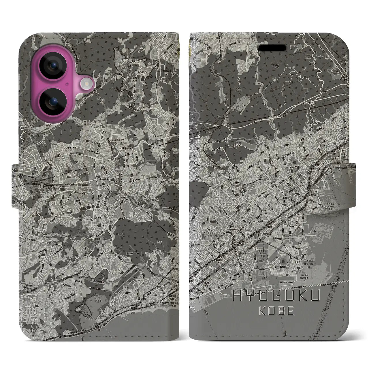 【兵庫区(神戸市)】地図柄iPhoneケース(手帳タイプ)