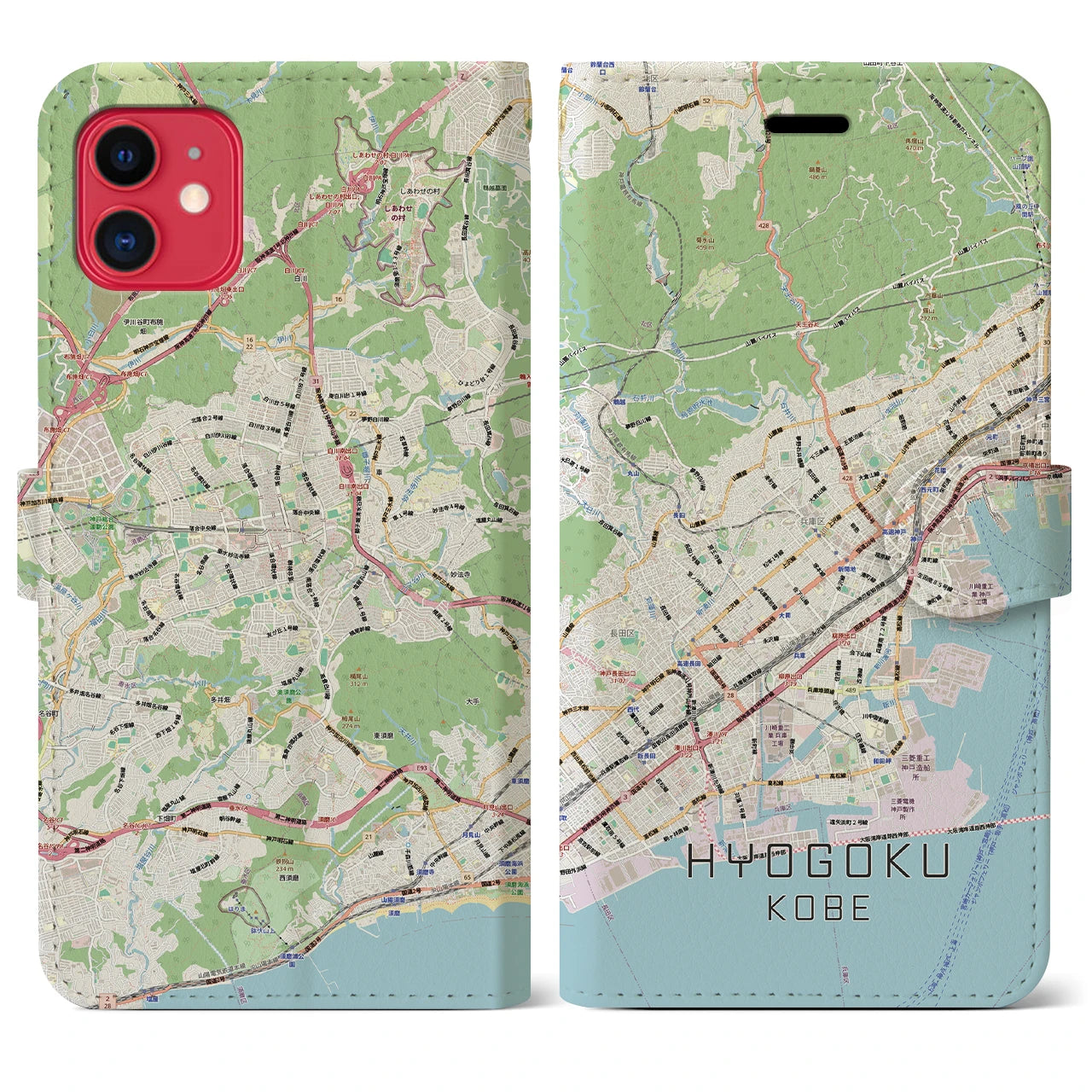 【兵庫区(神戸市)】地図柄iPhoneケース(手帳タイプ)