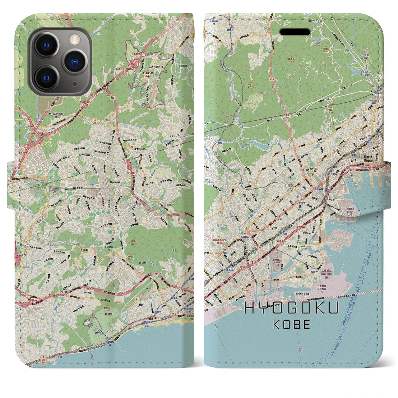【兵庫区(神戸市)】地図柄iPhoneケース(手帳タイプ)