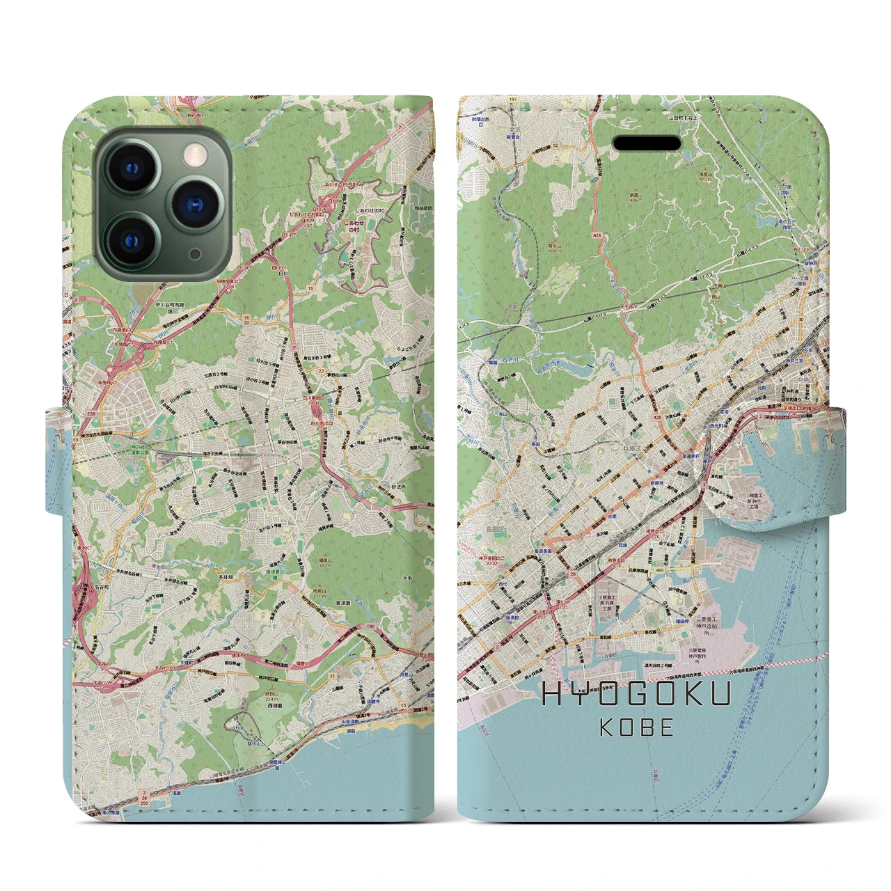 【兵庫区(神戸市)】地図柄iPhoneケース(手帳タイプ)