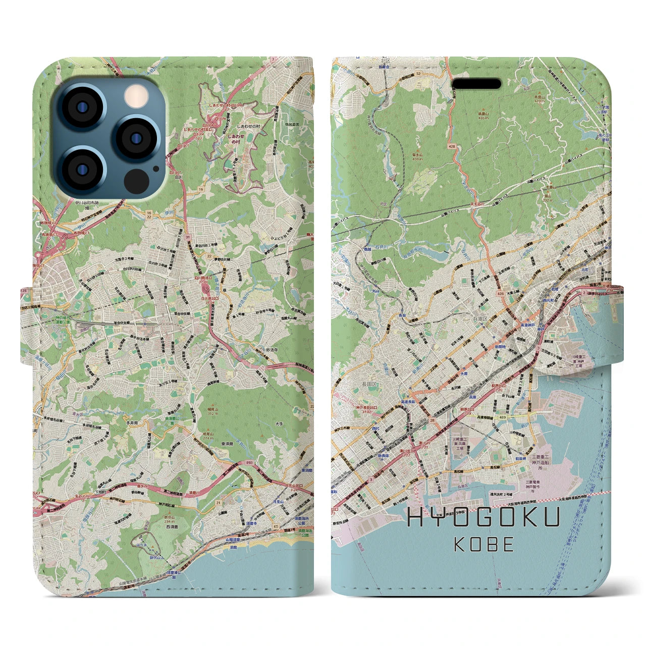 【兵庫区(神戸市)】地図柄iPhoneケース(手帳タイプ)