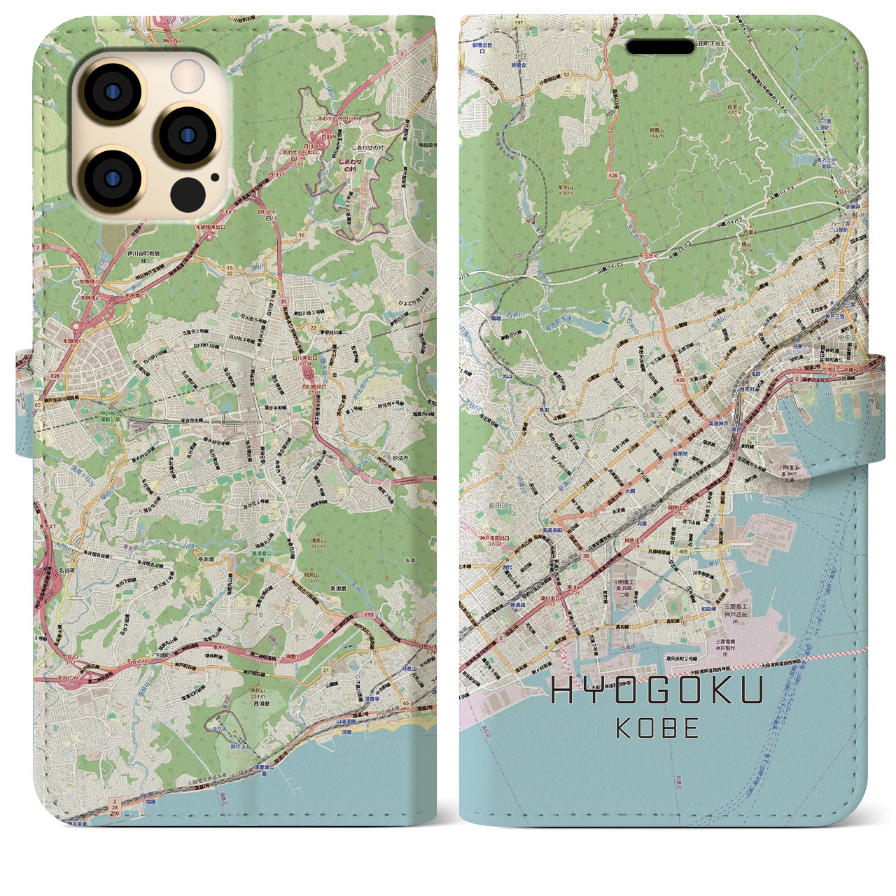 【兵庫区(神戸市)】地図柄iPhoneケース(手帳タイプ)