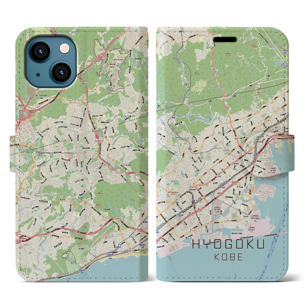 【兵庫区(神戸市)】地図柄iPhoneケース(手帳タイプ)