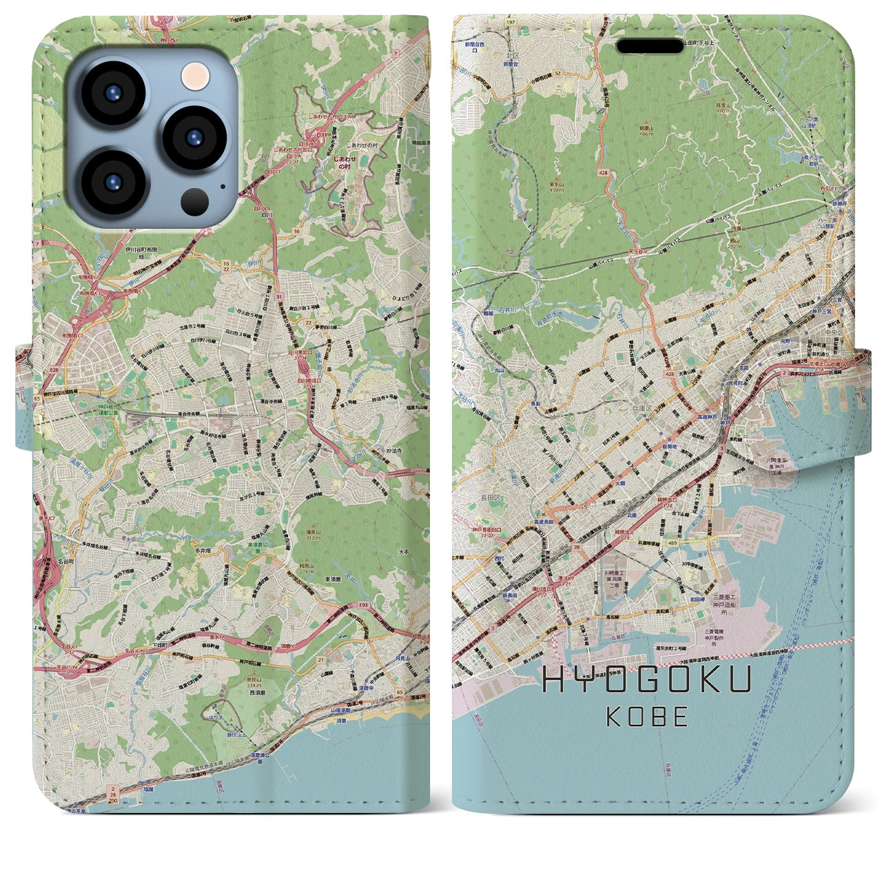 【兵庫区(神戸市)】地図柄iPhoneケース(手帳タイプ)