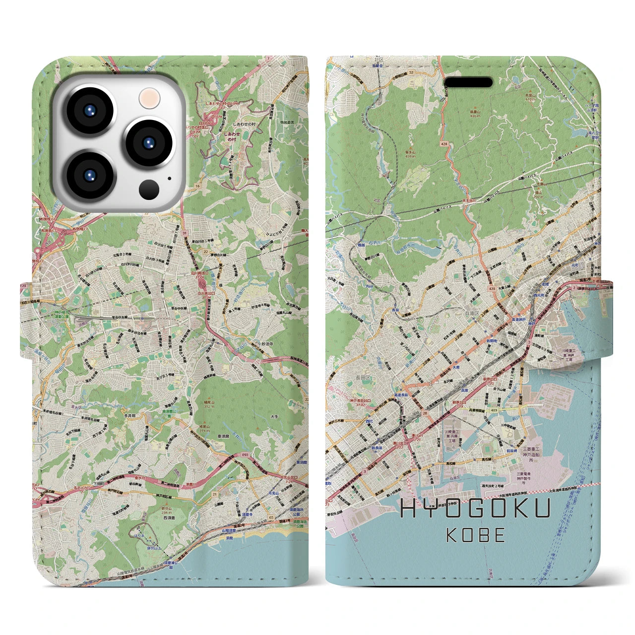 【兵庫区(神戸市)】地図柄iPhoneケース(手帳タイプ)