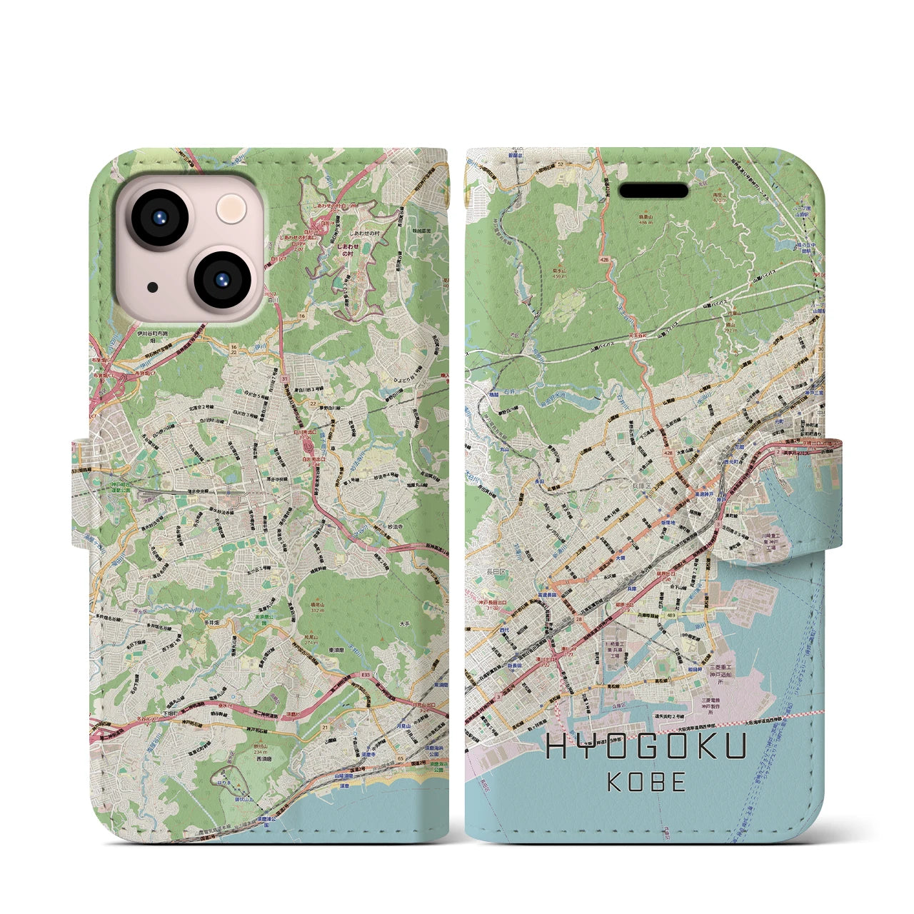 【兵庫区(神戸市)】地図柄iPhoneケース(手帳タイプ)