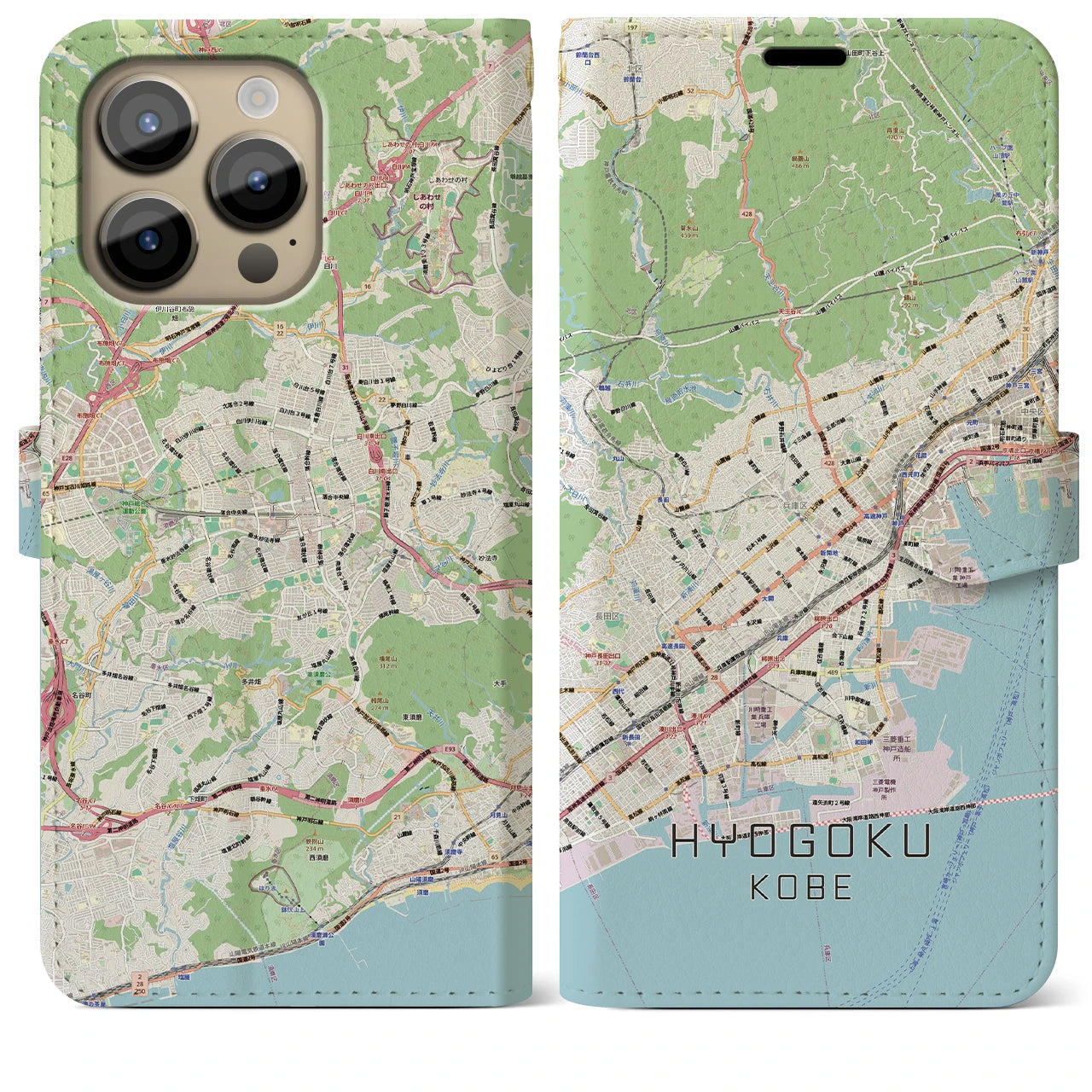 【兵庫区(神戸市)】地図柄iPhoneケース(手帳タイプ)