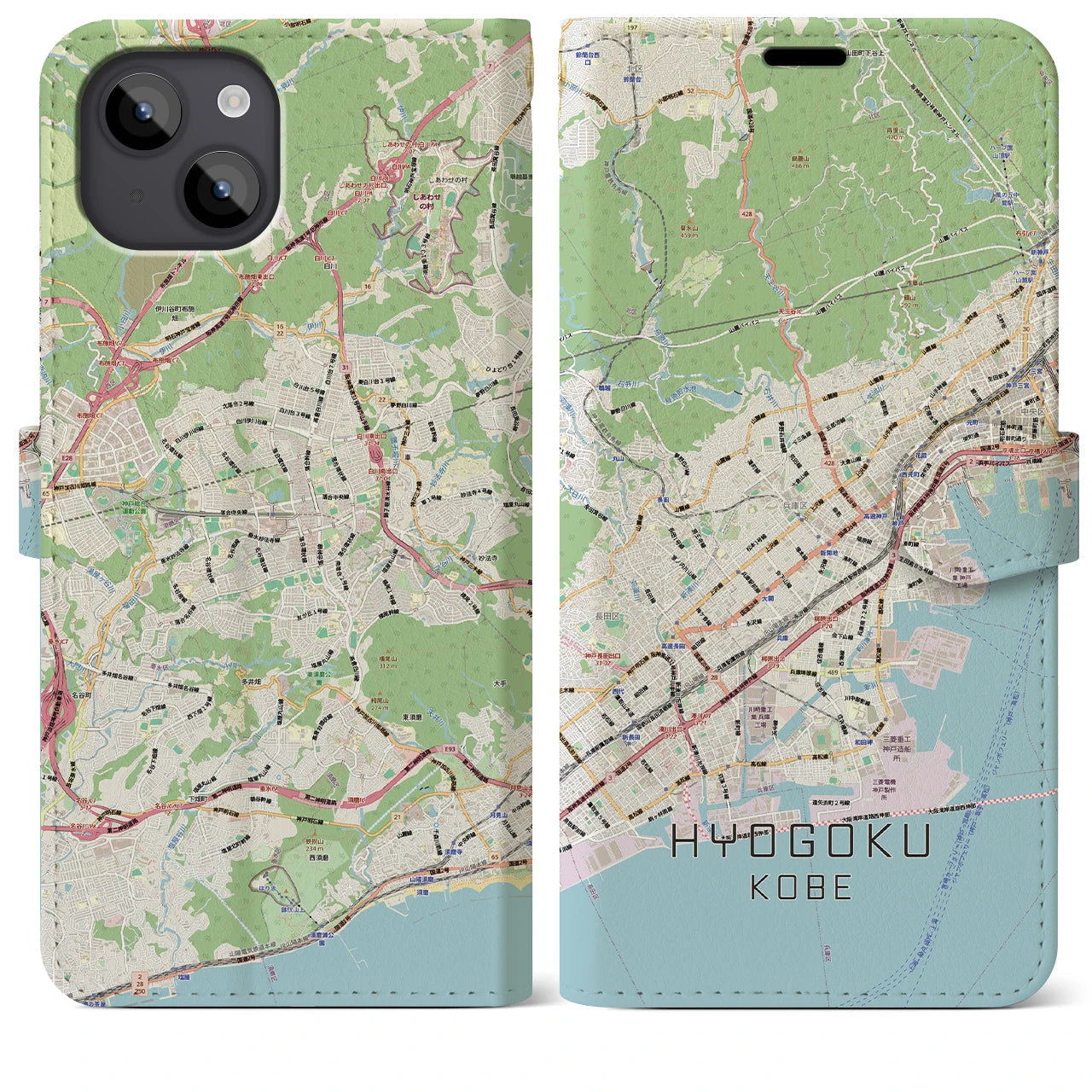 【兵庫区(神戸市)】地図柄iPhoneケース(手帳タイプ)