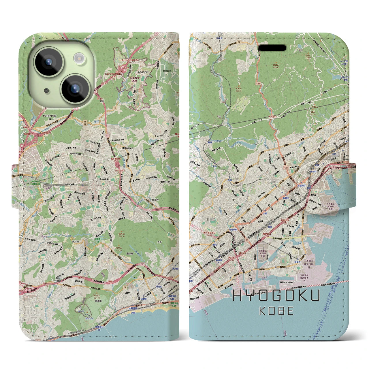 【兵庫区(神戸市)】地図柄iPhoneケース(手帳タイプ)