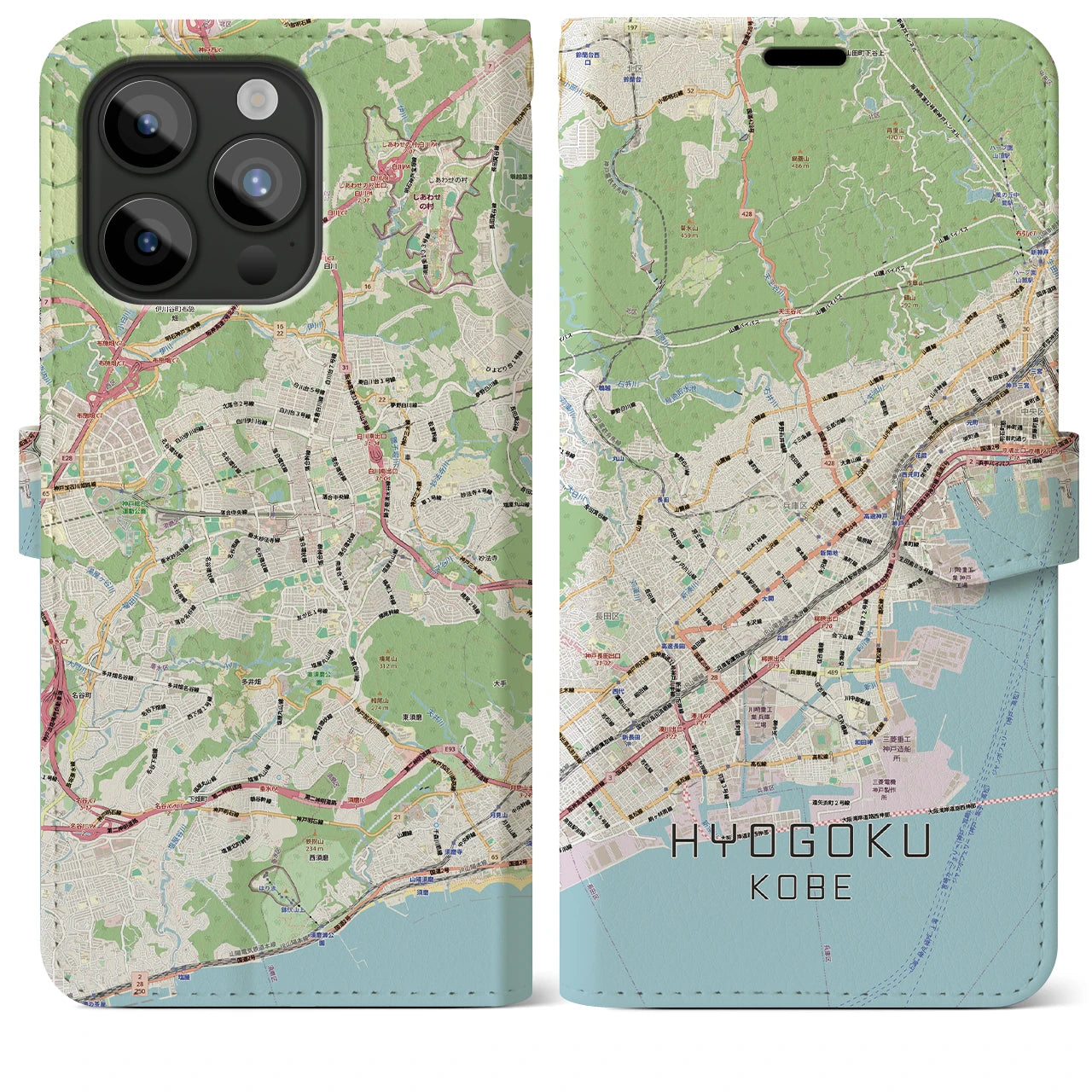 【兵庫区(神戸市)】地図柄iPhoneケース(手帳タイプ)