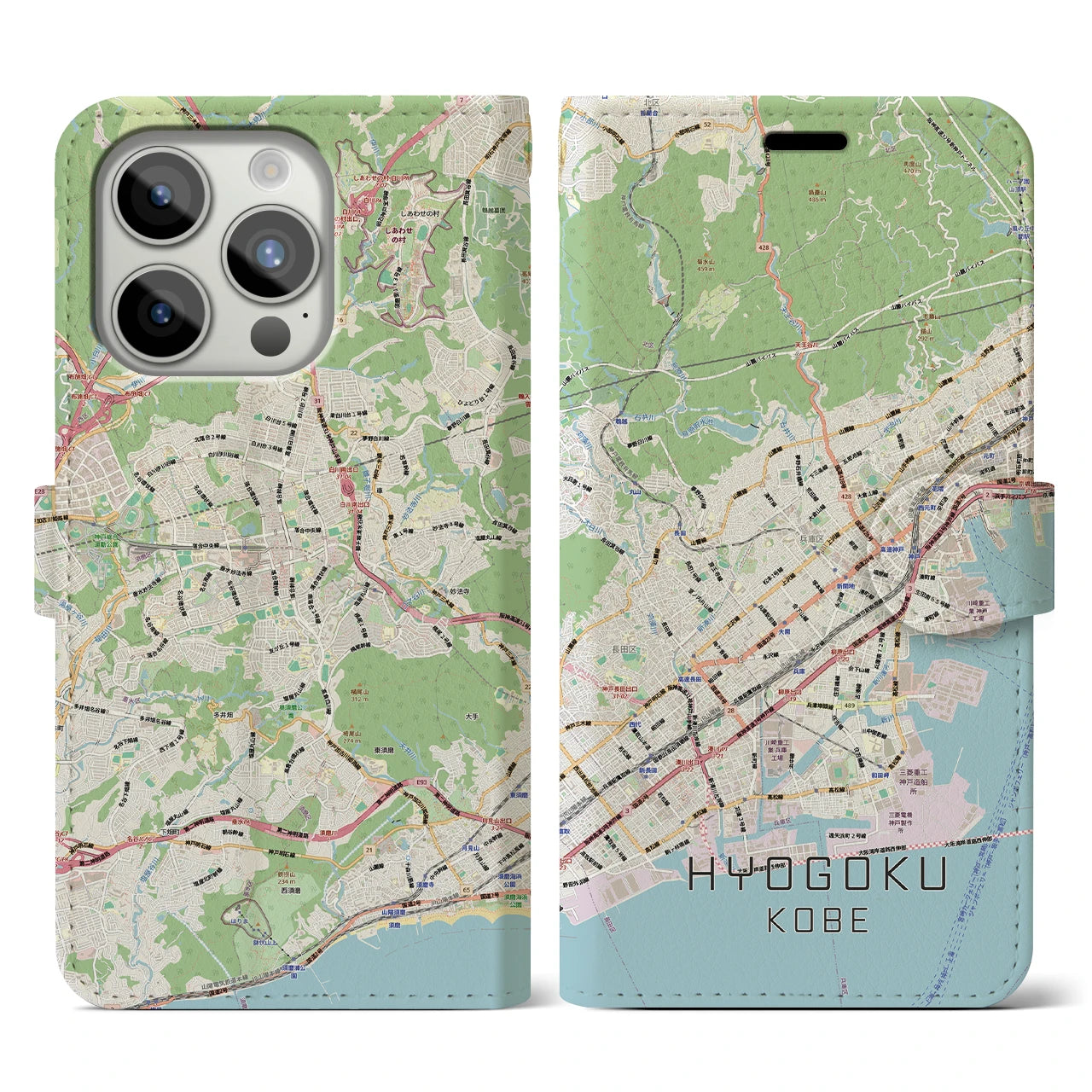 【兵庫区(神戸市)】地図柄iPhoneケース(手帳タイプ)